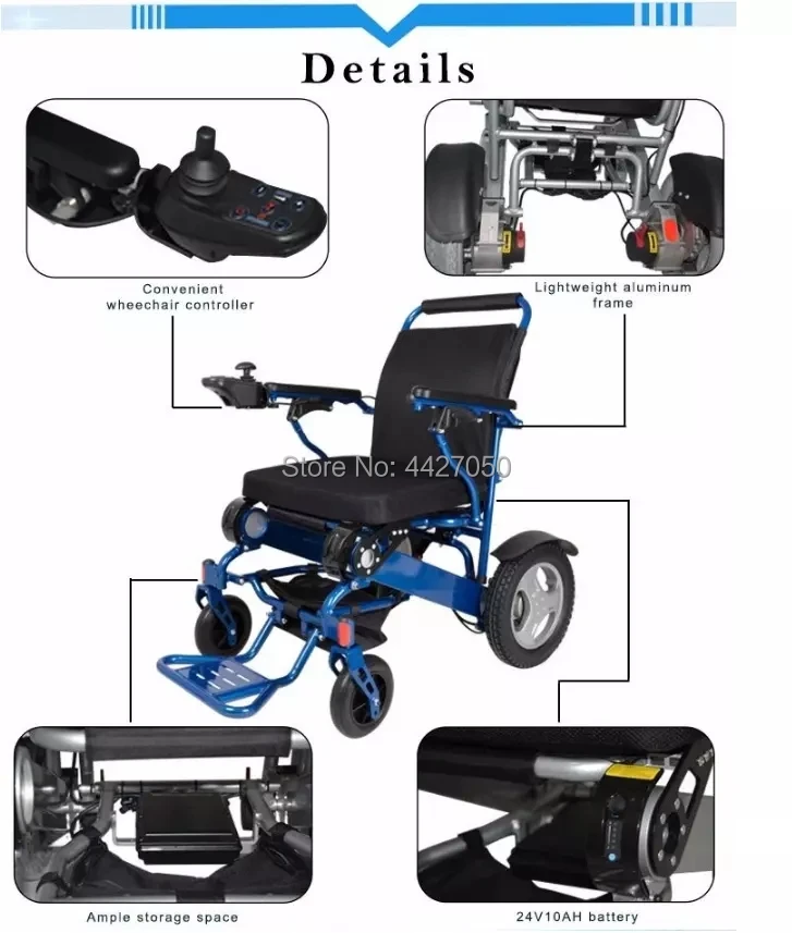 В Европу из алюминиевого сплава электрическая складная инвалидная коляска для инвалидов, грузоподъемность 180 кг
