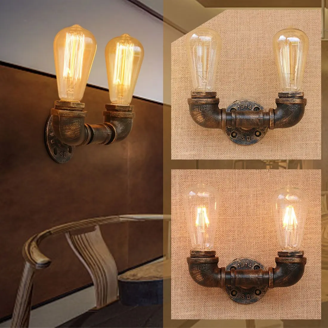 Hot Small Wall Lamp Loft Light Bar BG804-2 Retro Industrial Simple 110V-240V Antique Iron Pipe Hot Small Wall Lamp Loft Light Bar BG804-2 Retro Industrial Simple 110V-240V Antique Iron Pipe