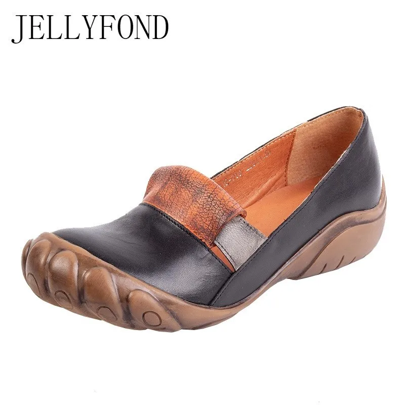 

Vintage 2019 Casual Flats Women Genuine Leather Ladies Loafers Handmade Shoes Woman Round Toe Slip On Driving Moccasins Footwear