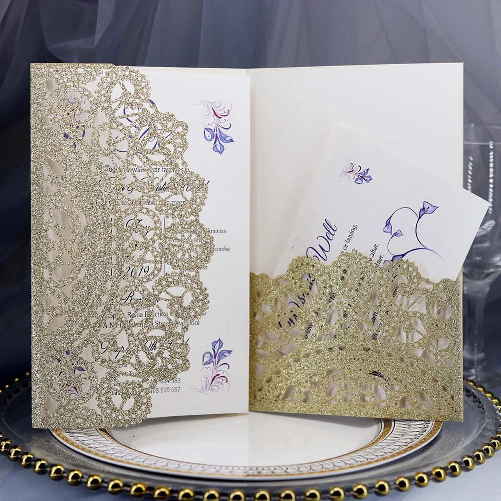  10pcs Laser Cut Wedding Invitations Cards Set Greeting Business Invitations Cards Party Decor 3 Col - 32998323493