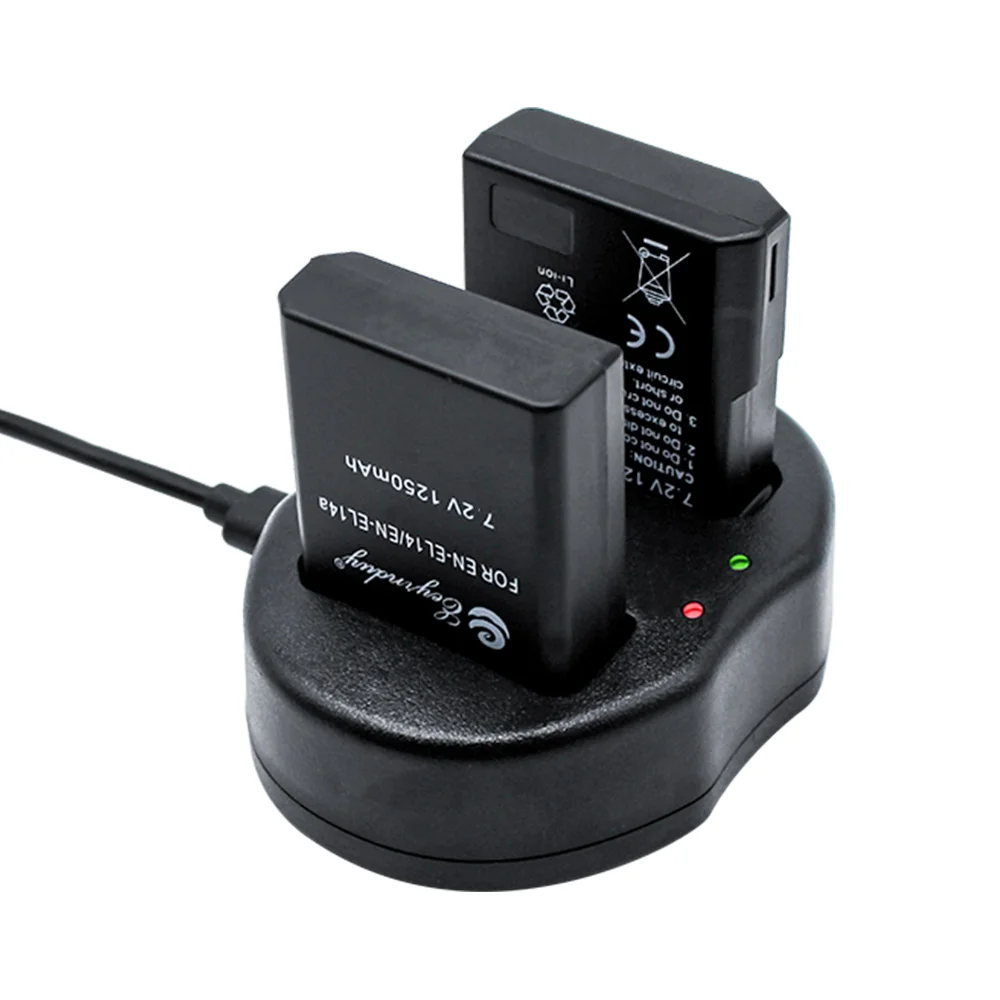 Двойное зарядное устройство USB и 2 аккумулятора для Nikon D5600 D5200 D5300 D5500 D3100 D3200