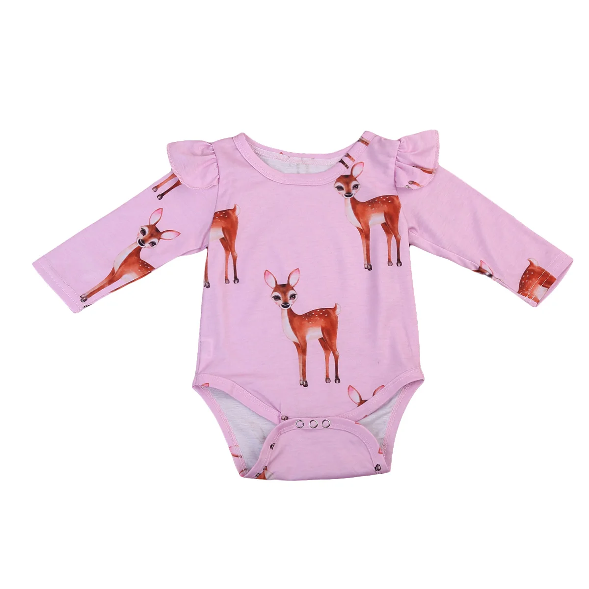 

Baby Girl Infant Clothing Deer Long Lovely Animal Sleeve Knot Bodysuit Pink Princess Clothes Outfits 12-18M