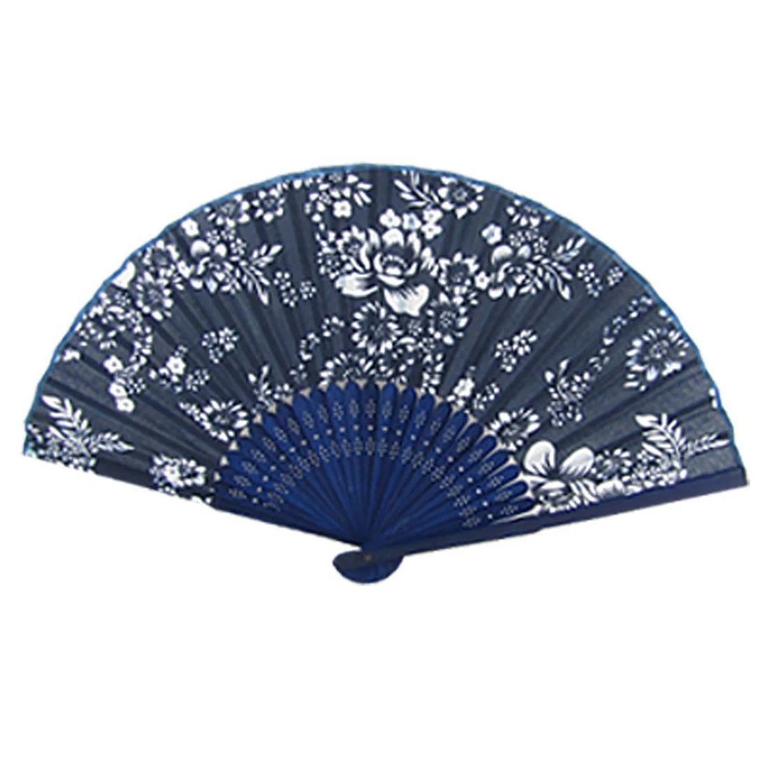 

FFYY-Flowers Pattern Folding Small Hand Fan, Dark Blue + White