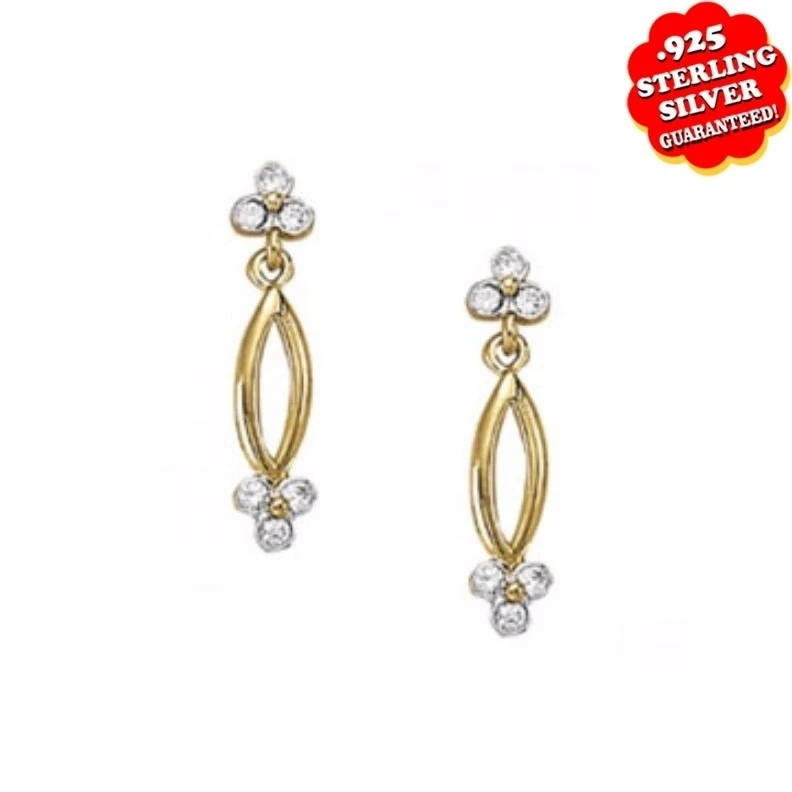 0.5 Ct Round Cut Cubic Zirconia Dangle Earrings In 18K Yellow Gold Over | Украшения и аксессуары