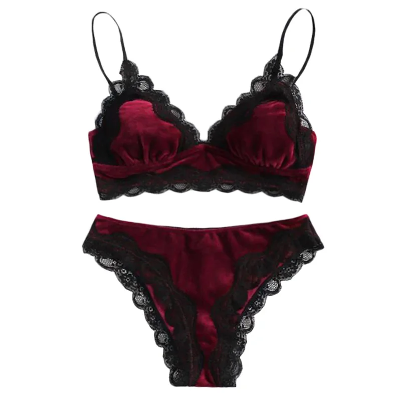 

Sexy Lingerie Set Women Push Up Open Bra Sheer Lace bodysuit Bralette Briefs Garters Two-Piece Underwear Green/Red Catsuit