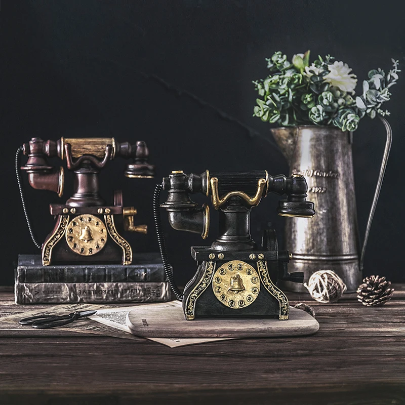 Vintage Telephones Shabby Chic Home Living Room Desk Decoration Maison Accessories Industrial Decor Uae Model Resin Statue Aliexpress