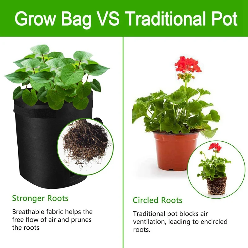 

2 Pack 7 Gallon Smart Potato Grow Bags Window Vegetable Grow Bags, Double Layer Premium Breathable For Potato/Plant Container/