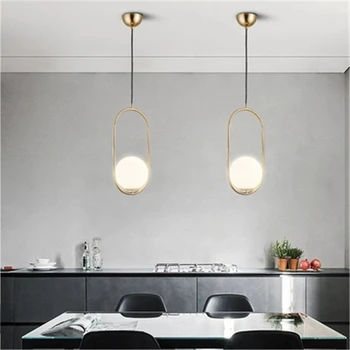 

Modern Gold LED Glass Pendant Lights Loft Pendant Lamps Dining Room Living Room Cafe Bedroom Glass Ball HangLamps Decor Fixtures