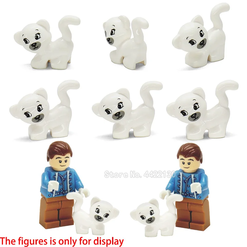 

Lovely Little White Cat Building Blocks Series Match Diy City animal world Figures Model MOC Child Toy Gift With Legoinglys
