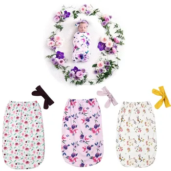 

2Pcs/Set Flower Newborn Swaddle Blanket Baby Cocoon Sleeping Bag Muslin Wrap Sleeping Sack for newborn photography props