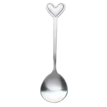 Промо-акция! В форме сердца Серебристая нержавеющая сталь кофейная/чайная ложка