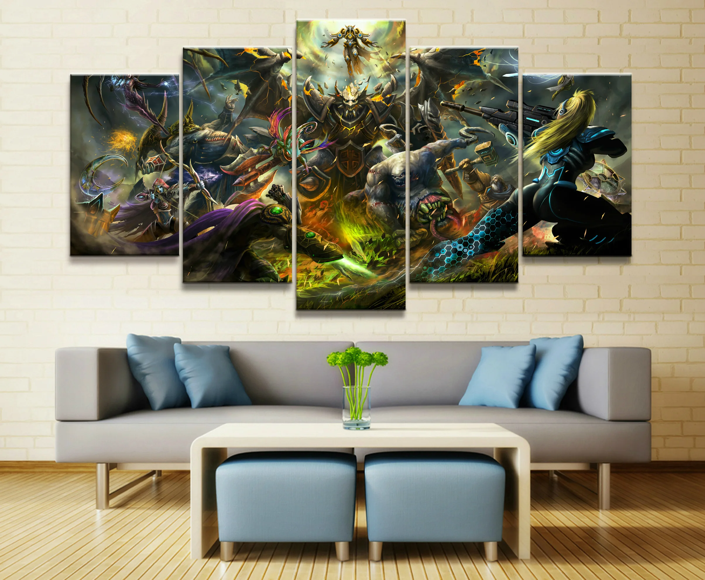  5 Piece Video Game WOW Warcraft DOTA 2 Painting Poster Decorative Mural Art Room Wall Decor Canvas 