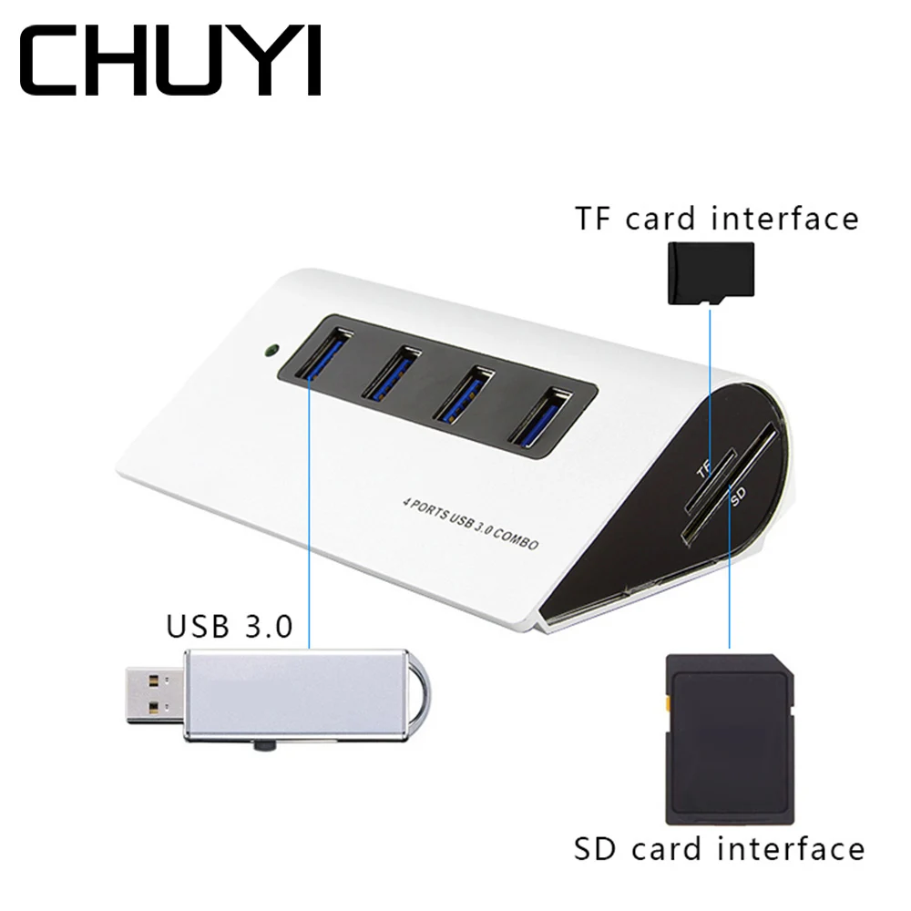 

Multi USB HUB High Speed USB 3.0 Hubs 4 Port With TF SD Card Reader USB Splitter Adapter For MacBook Air Laptop PC Accessories
