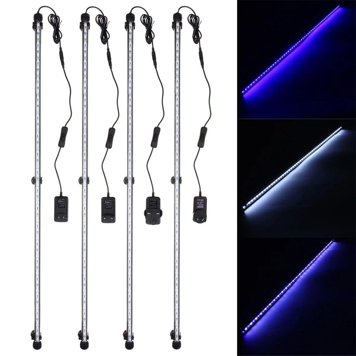 

92CM Waterproof LED Aquarium Lights Fish Tank Light Bar Blue/White Submersible Underwater Clip Lamp Aquatic Decor EU/US/UK/AU