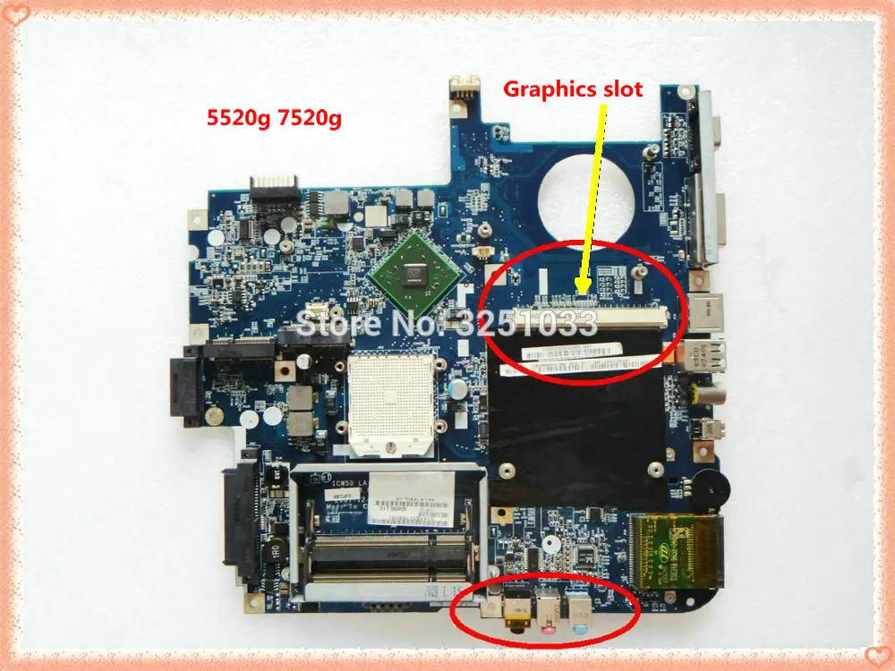 ICW50 LA-3581P для acer aspire 7520G 5520 5520G материнская плата ноутбука Socket s1 DDR2 MB. AK302.003 ICW50 MBAK302003 материнская плата