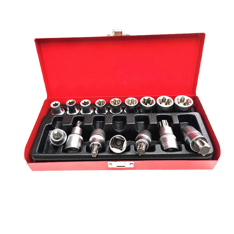 

16 Pc 1/2 Inch Series Group (E Socket)Male And Female Dr Torx Bit And E Socket Set Tekton Torque Wrench