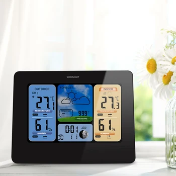 

Home Wireless Digital Weather Station Indoor Outdoor Color LCD Thermometer Hygrometer Alarm Clock Snooze Function AC 230~240V