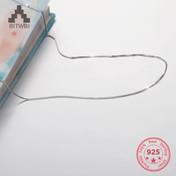 

Korea Hot Style S925 Sterling Silver Simple Fashion Box Chain Choker Clavicle Necklace Jewelry for Women
