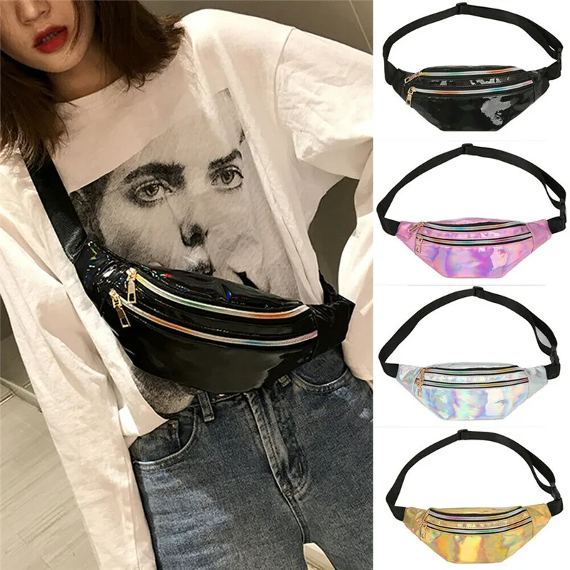 

Sequins Holographic Fanny Pack Feminina Waist Pack Women's Laser Chest Waist Bag Women Belt Bag Bum Bag 2019 New Shoulder Bag