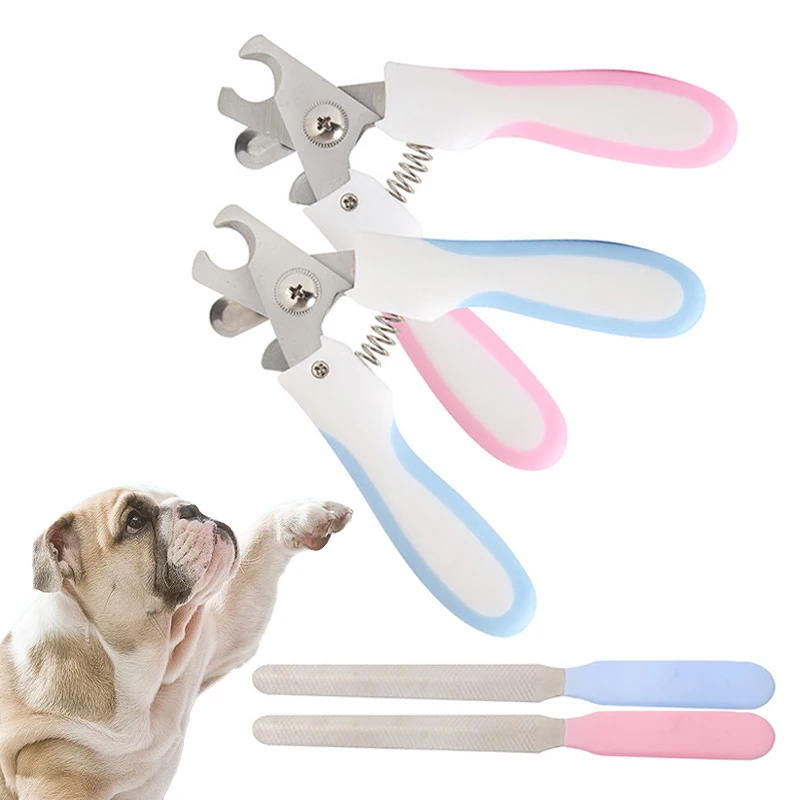

Dog Supplies Suit 1PCS Strong Spring With a File Pink and Blue Safety Stainless Steel Nail Clippers Pet Nail Pruning