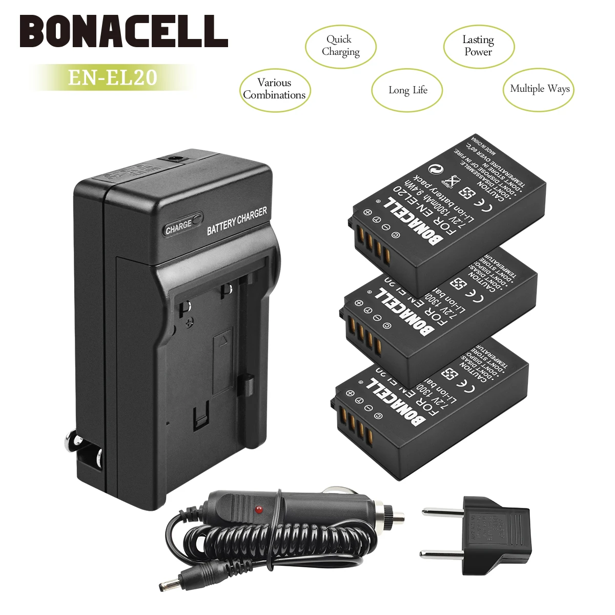 Bonacell 7,2 V 1300 мА/ч, EN-EL20 RU EL20 ENEL20 Камера Батарея+ Зарядное устройство для Nikon EN-EL20a 1 AW1 J1 J2 J3 S1 V3 цифровой Камера L10