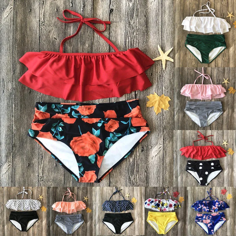 

2XL Sexy Bikini set Print biquini Women Ruffles Hater Brazilian Sport Swimsuit bathing 2pcs Beach Padded maillot de bain Holiday
