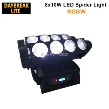 

Led spider moving head light dmx512 stage beam light 8X10W RGBW 4in1 Color led Point control AC90-240v