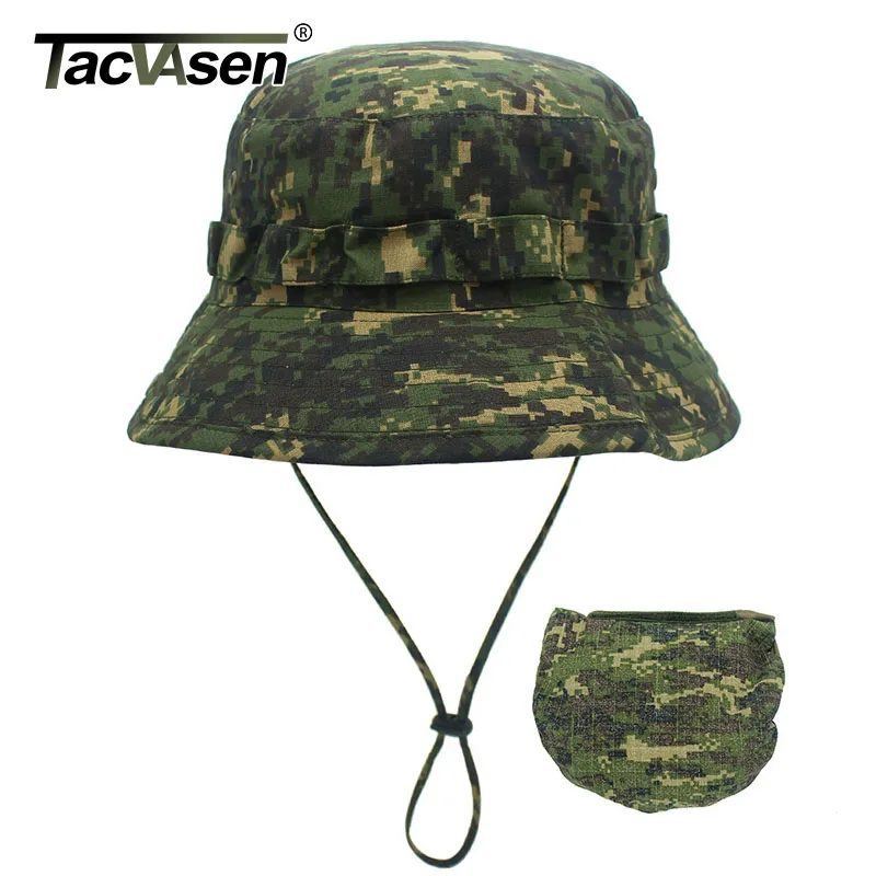 

TACVASEN Tactical Hats Camouflage Airsoft Boonie Hat Military Army Camo Cap Sun-proof Hunt Fish Sniper Bucket Hats Adjustable