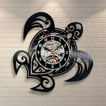 

BMBY-Sea Turtle Shape Classic Wall Clocks Gear Clock Face Decoration Art Clock Vinyl Record Wall Clock
