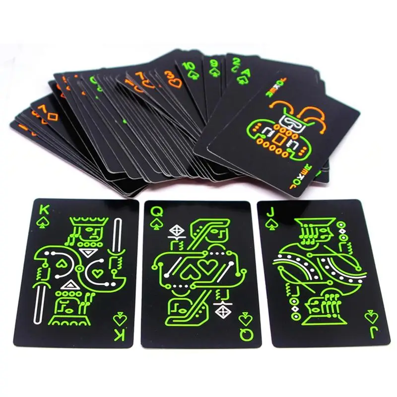 Черные светящиеся флуоресцентные карты для покера, игральные карты, светящиеся в темноте, для вечеринок, KTV, ночная светящаяся коллекция