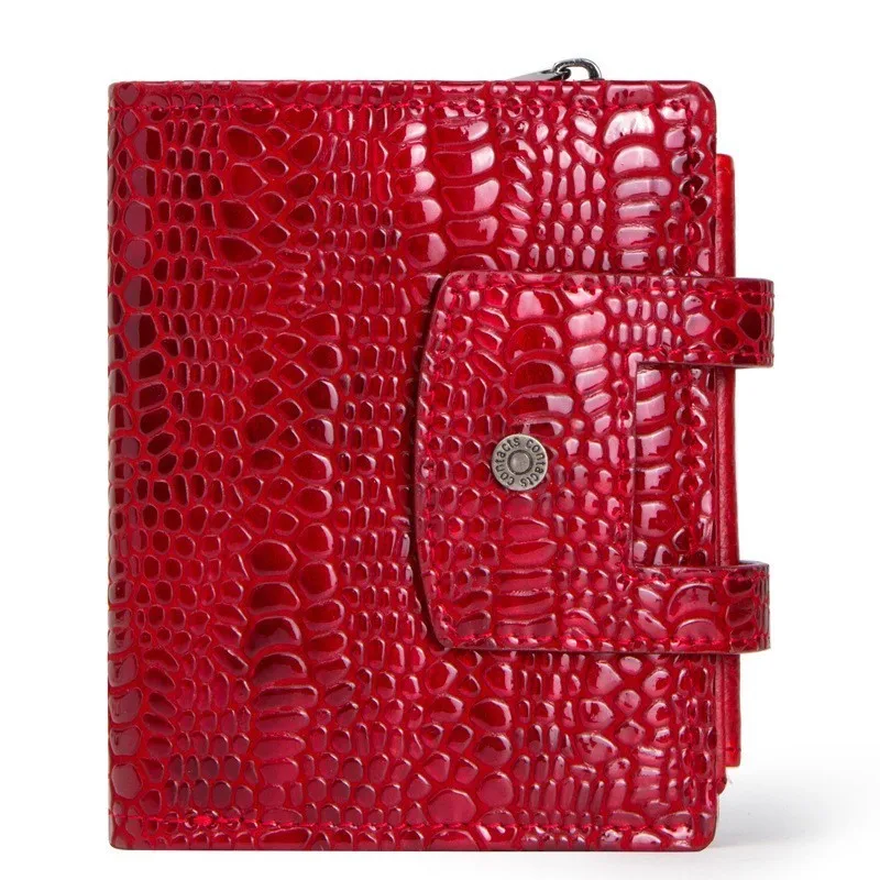 

2019 Women's Real Leather Wallet Women Girl Cowhide Short Red Small Wallet Brand Coin Purse Credit Card Holder Ladies Money Bag
