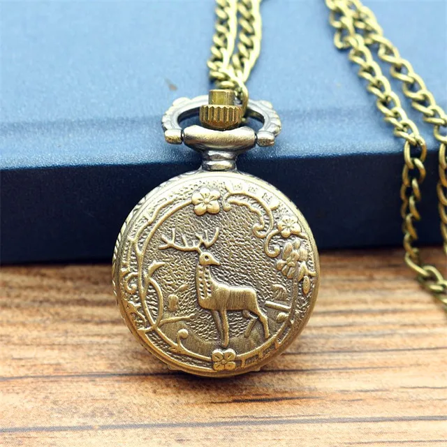 Nazeyt Classical Bronze Tone Deer Pendant Chain Watch A Perfect Gift Option