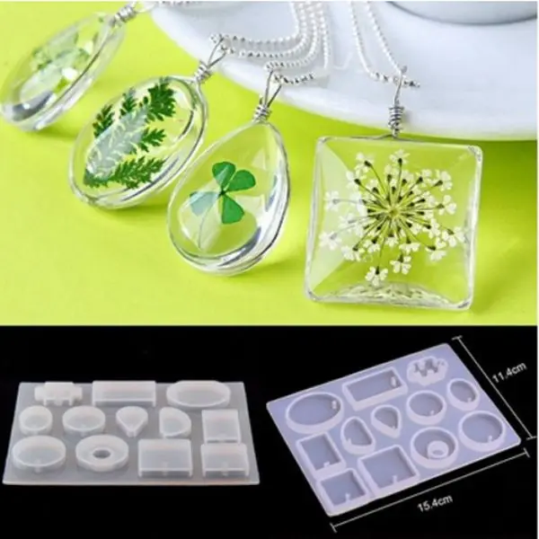 

12 Designs Cabochon Silicone Mold Necklace Pendant Resin Jewelry Making Mould DIY Hand Craft