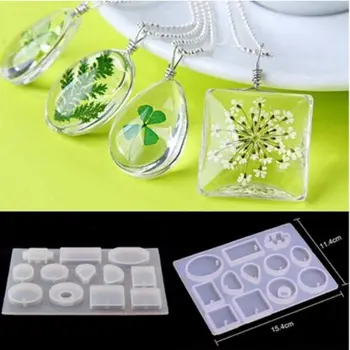 

12 Designs Cabochon Silicone Mold Necklace Pendant Resin Jewelry Making Mould DIY Hand Craft