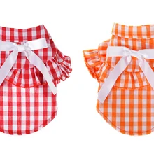 Одежда для собак рукав Принцессы рубашка с бантом маленькая собака лето Собака клетчатая рубашка жилет кошка щенки одежда