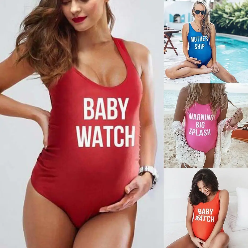 

Swimwear women Pregnant O-Neck Sleeveless Backless One piece Swimsuit Bikini 2019 Bathing Suit