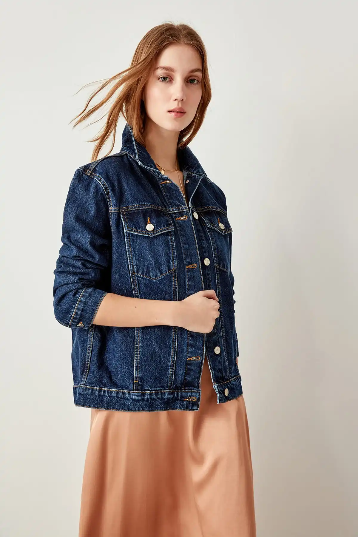 Trendyol Dark Blue Denim Jacket TCLSS19LR0072-in Basic Jackets from ...