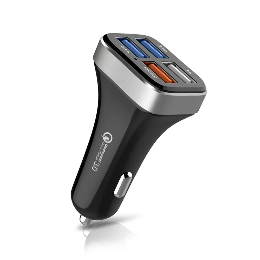 

SOONHUA 4 USB Port Car Charger QC3.0 Quick Trickle Charging Adapter 12-24V Universal Vehicles Charger for Phones Tablet