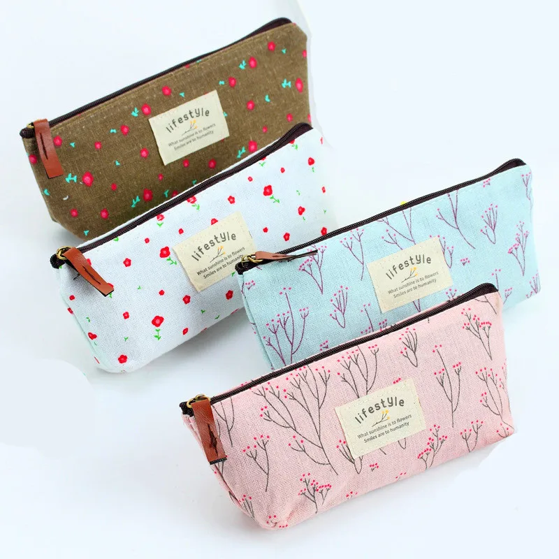 

1pc Student School Pencil Case Flower Make Up Case Storage Pouch Cosmetic Bag Purse Desk Organizer Set