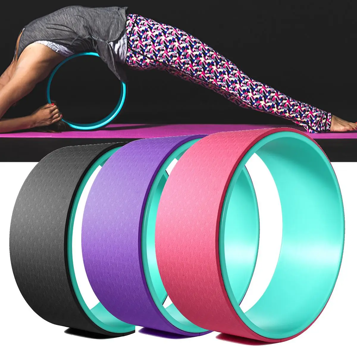 ① TPE Yoga Wheel Muscle Расслабляющий Фитнес-Экстра Сила Йога Круги Тренажерный Зал Реквизит Фитнес Бо ✔