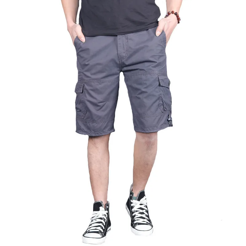5XL Плюс Размер Мужчины Спорт на открытом воздухе хлопок свободный Пляж короткие брюки Лето Восхождение Спорт мульти-карман прямые брюки карго шорты