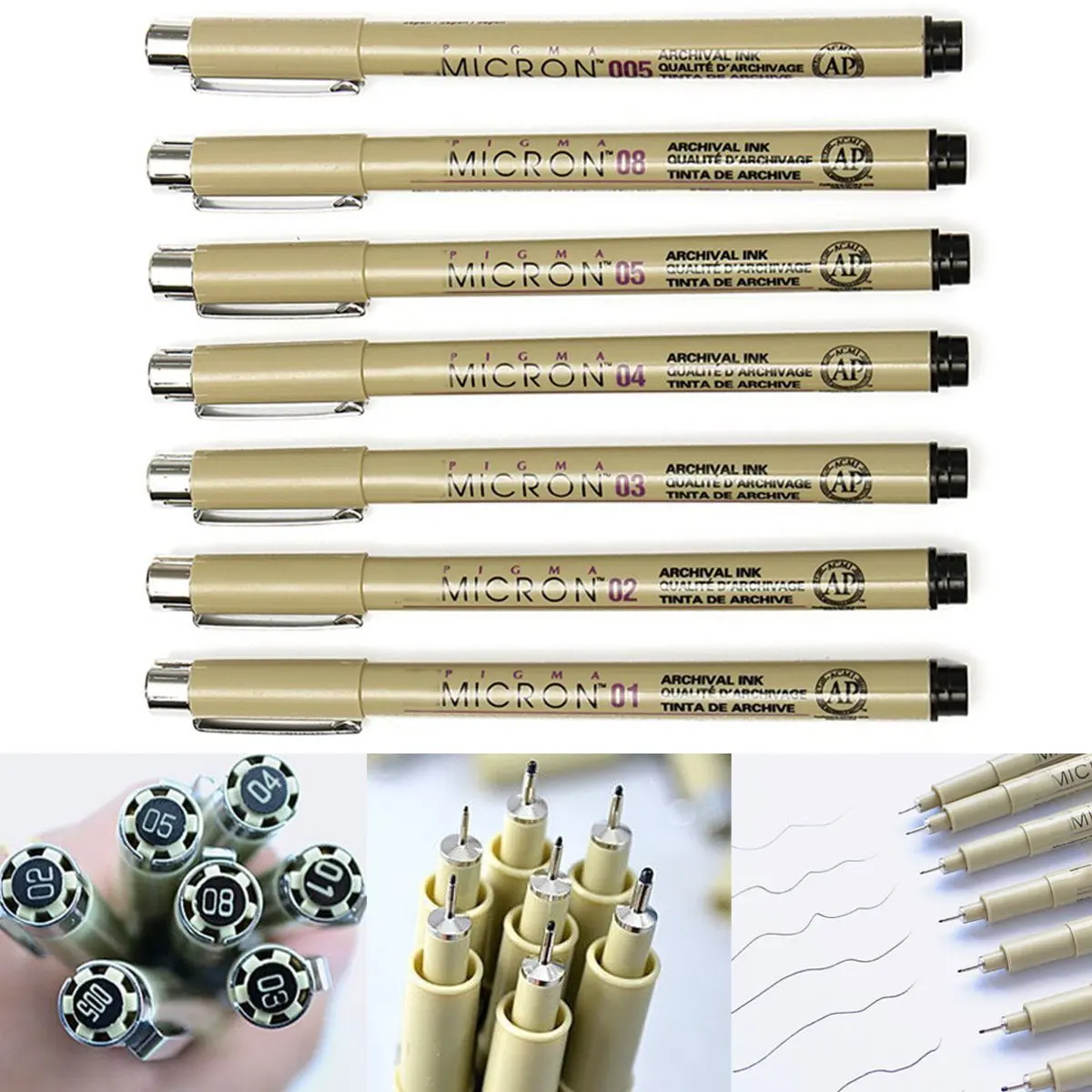

7Pcs Set Micron Sketch Fine Liner Pen Art marker School Stationery Fine Colour lettering Pen