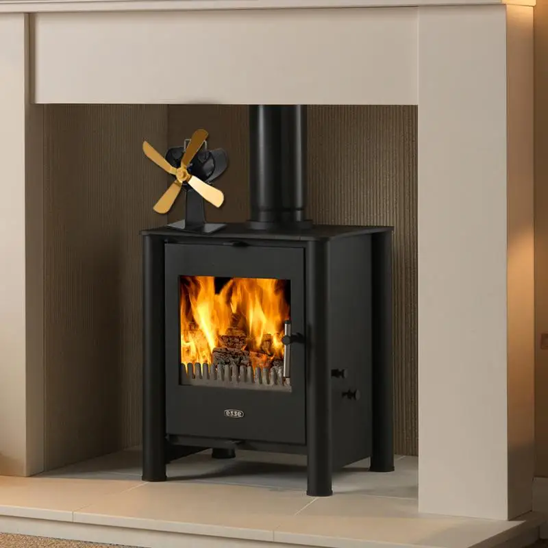 4 Golden Aluminum Bladen Warmte Aangedreven Kachel Fan High