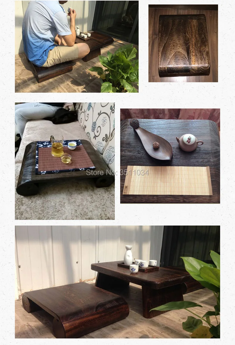 Japanese Antique Wooden pedal Bench Chair Paulownia Wooden Asian Traditional Furniture Living Room Portable Stand Vintage Stool