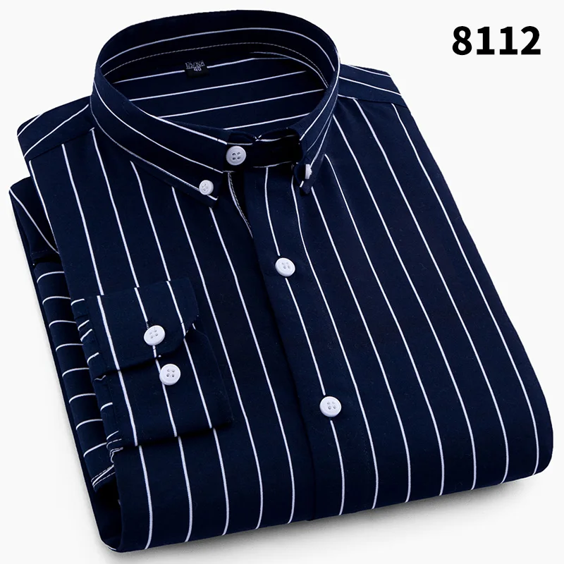 2019 NEW Men Striped Shirts Casual Long Sleeve Mens Shirt Slim Fit Business Male Social Dress Shirts NO Pocket