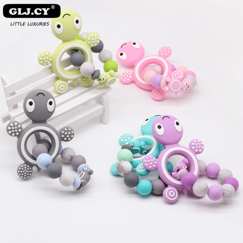 

New Turtle Teeth Mini Tortoise Silicone Beads Baby Care Bracelet Teeth Chewing Beads Silicon Pacifier Toy Teeth Bracelet
