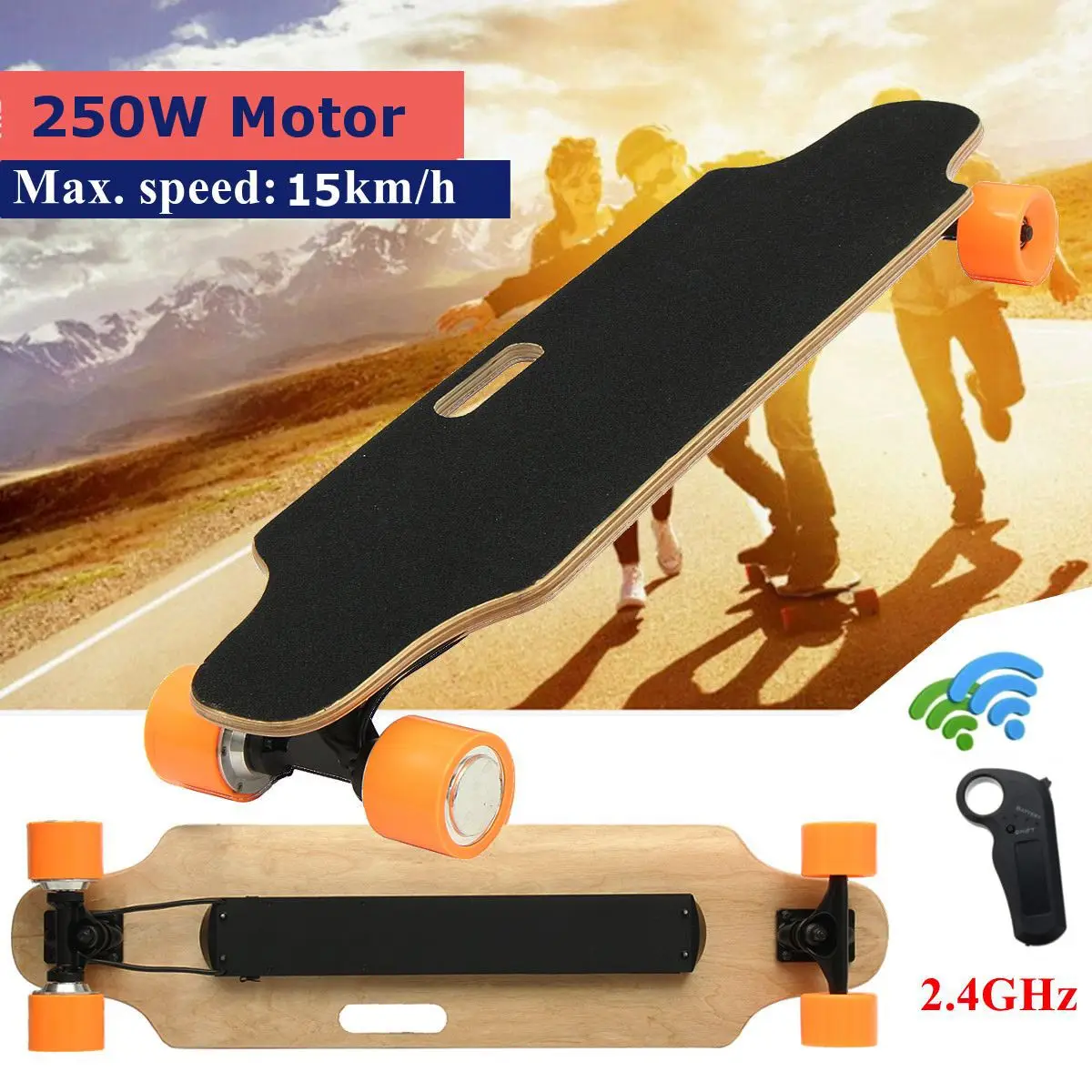 

15km/h Electric Skateboard Scooter Remote Control Longboard 7-layer Maple Board Electric Bike