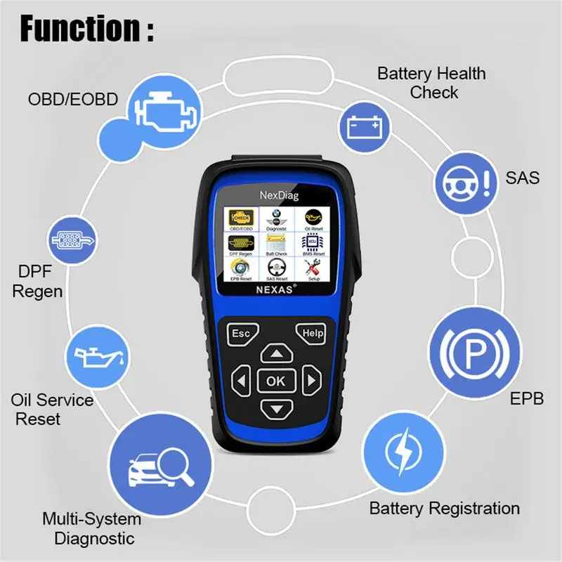 

NEXAS ND601 For BMW / MINI Multi-Sysstem Diagnostic Scanner OBD Code Reader ABS/SRS DPF Battery Registration