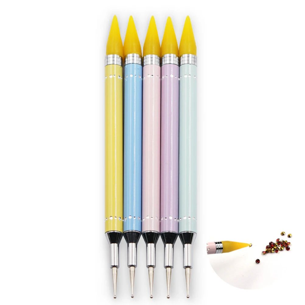 

Dotting Pen Stuffed Rhinestone Double-ended Wax Pencil Manicure Nail Pen Nail Art Tool Beads Picker for Nail Salon Nail Art