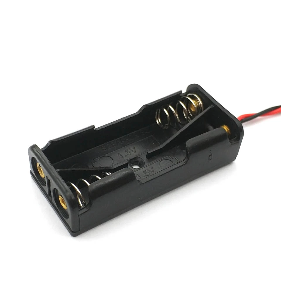 

10 Pcs Black Plastic Battery Case Holder Wire 2 x 1.5V AAA
